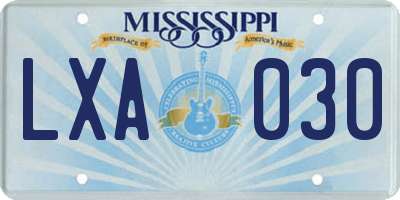 MS license plate LXA030