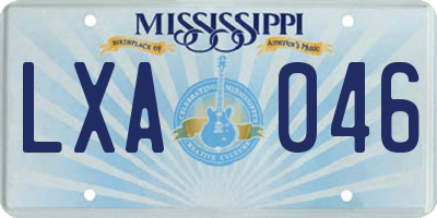 MS license plate LXA046