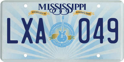 MS license plate LXA049
