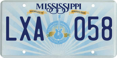 MS license plate LXA058