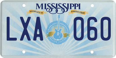 MS license plate LXA060
