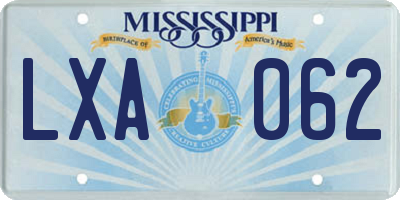 MS license plate LXA062