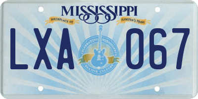 MS license plate LXA067