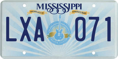 MS license plate LXA071