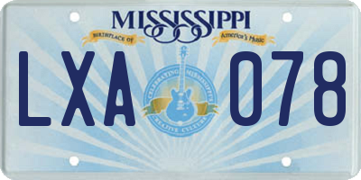 MS license plate LXA078