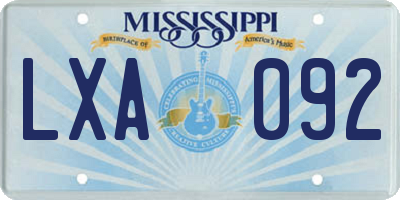 MS license plate LXA092