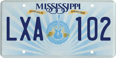 MS license plate LXA102