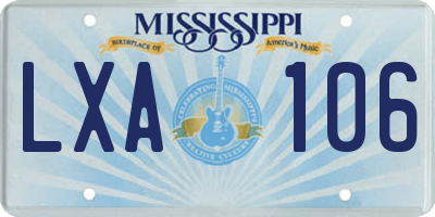 MS license plate LXA106