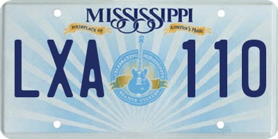 MS license plate LXA110