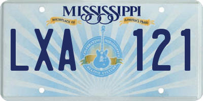 MS license plate LXA121