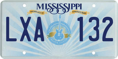 MS license plate LXA132
