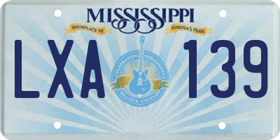 MS license plate LXA139