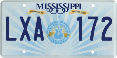 MS license plate LXA172