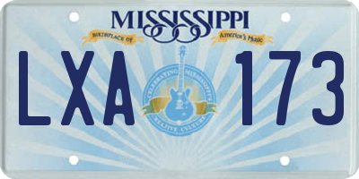 MS license plate LXA173
