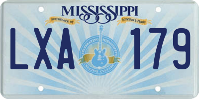 MS license plate LXA179