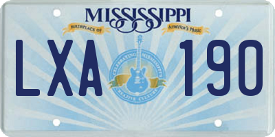 MS license plate LXA190
