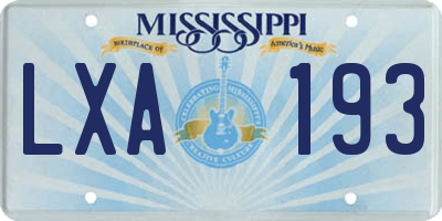 MS license plate LXA193
