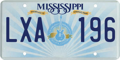 MS license plate LXA196