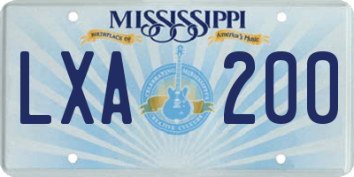 MS license plate LXA200