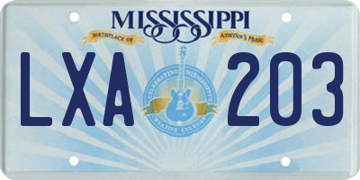 MS license plate LXA203