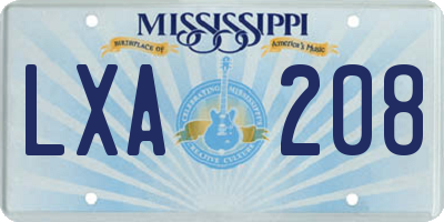 MS license plate LXA208