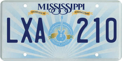 MS license plate LXA210