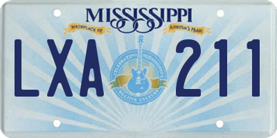 MS license plate LXA211