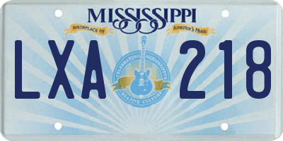MS license plate LXA218
