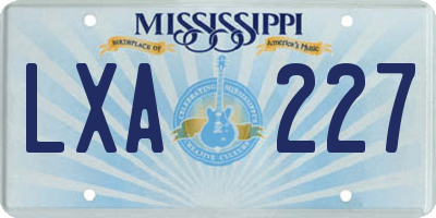 MS license plate LXA227