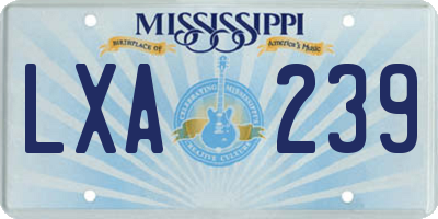 MS license plate LXA239