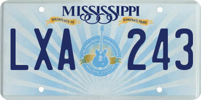 MS license plate LXA243