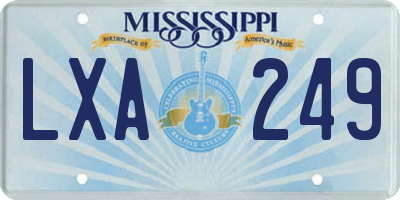 MS license plate LXA249