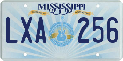 MS license plate LXA256