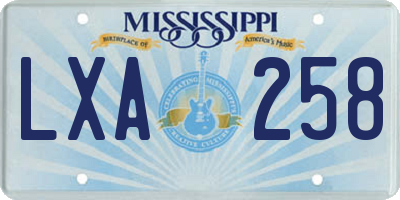 MS license plate LXA258