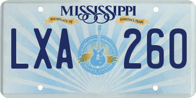MS license plate LXA260