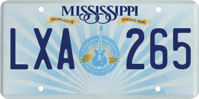 MS license plate LXA265