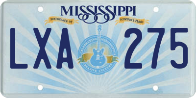 MS license plate LXA275