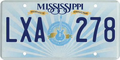 MS license plate LXA278