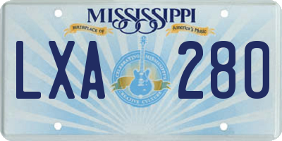 MS license plate LXA280