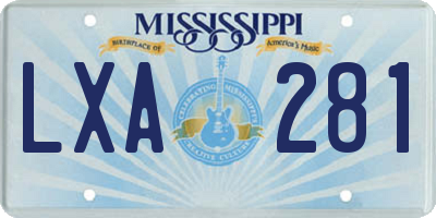 MS license plate LXA281
