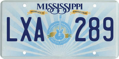 MS license plate LXA289