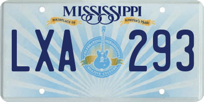 MS license plate LXA293