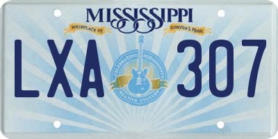 MS license plate LXA307