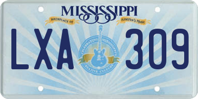 MS license plate LXA309