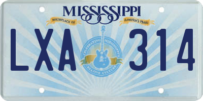 MS license plate LXA314