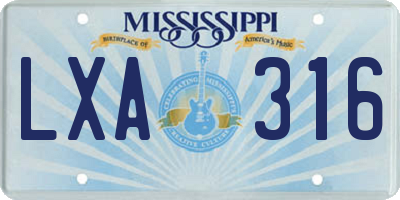 MS license plate LXA316