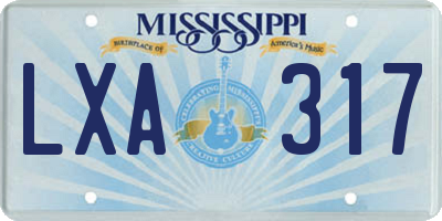 MS license plate LXA317