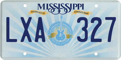 MS license plate LXA327