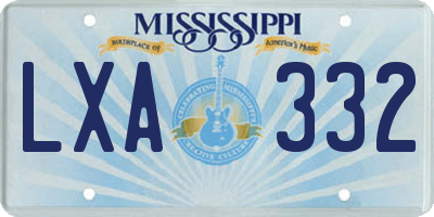 MS license plate LXA332