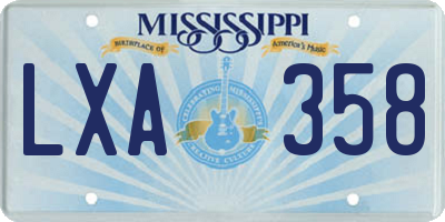 MS license plate LXA358